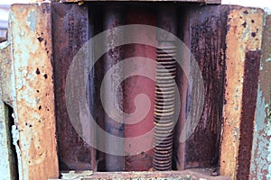 Old abandoned rusty machine tool