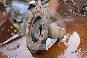 Old abandoned rusty machine tool