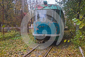 Old abandoned rusty tram