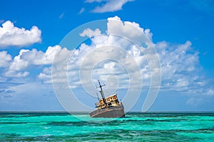 Old abandoned ship aground