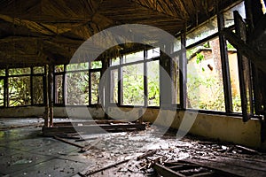 Old abandoned tourist resort in the jungle of Chitwan national park, Nepal