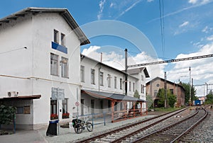 Old abandoned train station in Brno, Czech Republic in the summer day.