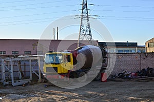 Old abandoned truck, concrete mixer.