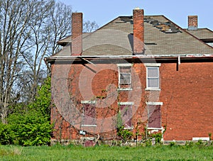 Old Abandoned Two Story Brick Residential Property