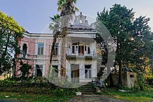 Old abandoned villa. Former general Pomorsky mansion Tsikhisdziri, Adjara, Georgia