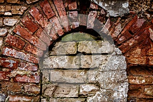 Old abandoned wall with bricked up window