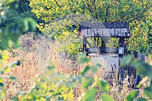 Old abandoned well for drinking water extraction in the village.