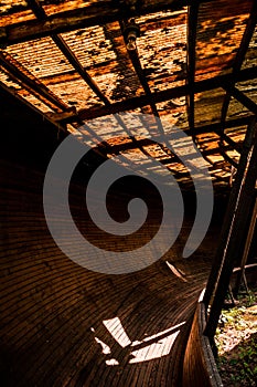 Old and abandoned wooden bobsleigh and luge track in Murjani, Latvia