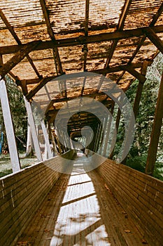 Old and abandoned wooden bobsleigh and luge track in Murjani, Latvia