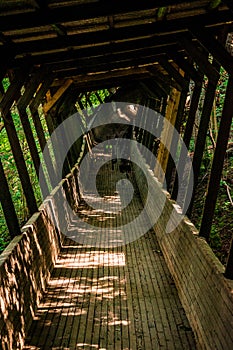 Old and abandoned wooden bobsleigh and luge track in Murjani, Latvia