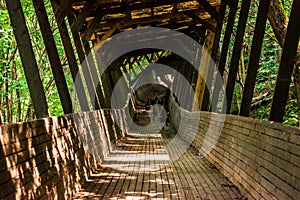 Old and abandoned wooden bobsleigh and luge track in Murjani, Latvia