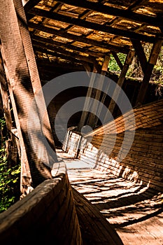 Old and abandoned wooden bobsleigh and luge track in Murjani, Latvia