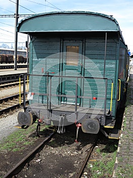 Old Abandoned Wooden Train Wagon, green coloured