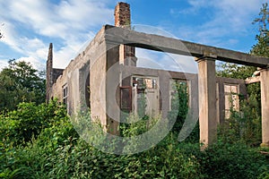 Old abandoned wrecked house