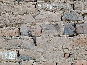 Old adobe brick wall for background