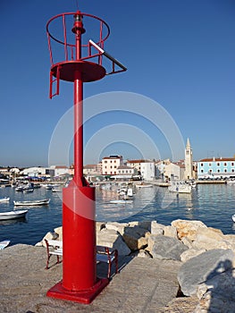 Old adriatic Town of Fazana, behind red beacon