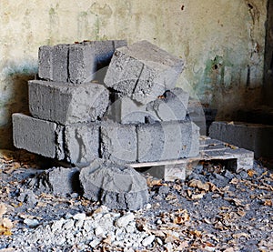 Old aerated concrete blocks