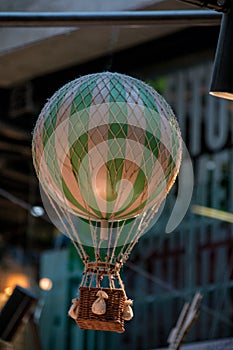 Old aerostatic balloon mockup. Vintage decor