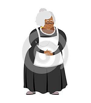 Old African-American governess isolated. pedagogue grandmother.
