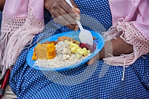 African woman having lunch photo