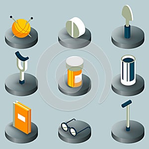 Old age color isometric icons