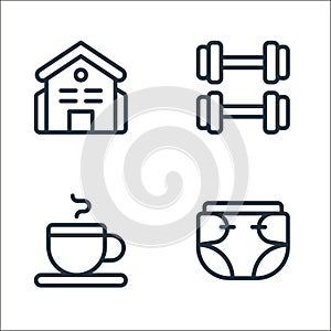 old age line icons. linear set. quality vector line set such as diapers, coffee, excersice