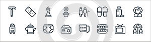 old age line icons. linear set. quality vector line set such as vacation, dentures, radio, suitcase, drug, chesspiece, elder