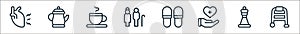 old age line icons. linear set. quality vector line set such as walker, chesspiece, care, slippers, elder people, coffee, teapot