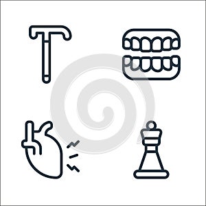 old age line icons. linear set. quality vector line set such as chesspiece, heart attack, dentures photo