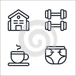 old age line icons. linear set. quality vector line set such as diapers, coffee, excersice photo