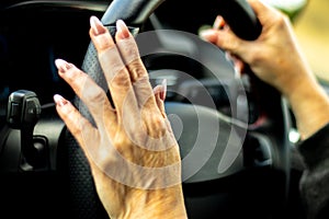 Old Aged Driver Hands