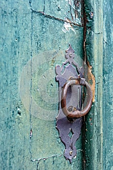 Old and aged historic church door