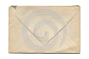 Old aged paper envelope isolated on white