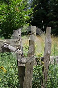 Old aged rustic and rural fence made of wood