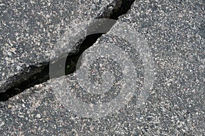 Old aged weathered cracked grey black tarmac texture pattern, large detailed damaged textured asphalt grungy background flat lay