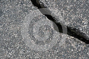 Old aged weathered cracked grey black tarmac texture pattern, large detailed damaged textured asphalt grungy background flat lay