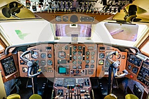 An old aircraft cockpit.