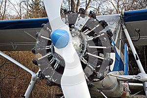 Old aircraft engine in day