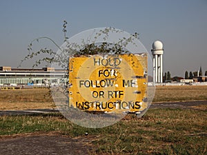 Old Airplane Attention Sign at Tempelhof Airport
