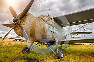 Old airplane on field