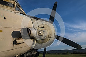 Old airplane on the field