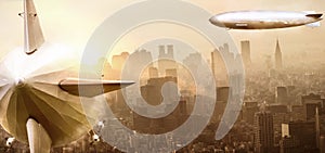 Old airships over the city