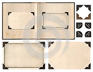 Old album book page photo frames corners isolated