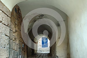 Old alley leading to a church