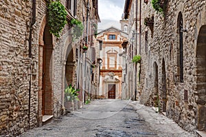 Old alley in Trevi, Umbria, Italy