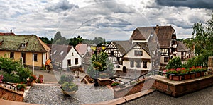 Old alsacien village street view