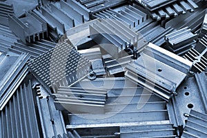 Old aluminum heat sinks, abstract retro electronic background