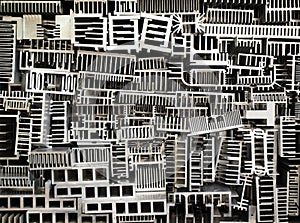 Old aluminum heatsinks abstract background