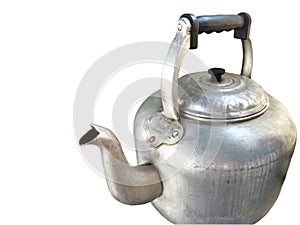An old aluminum kettle,isolated in a white background