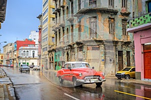 Old American cars on the streets of Havanna photo